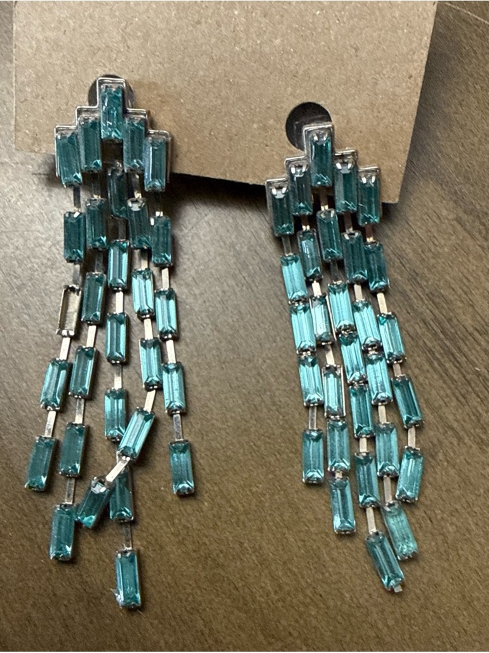 Teal Crystal Cascade Drop Earrings - Women Jewelry
